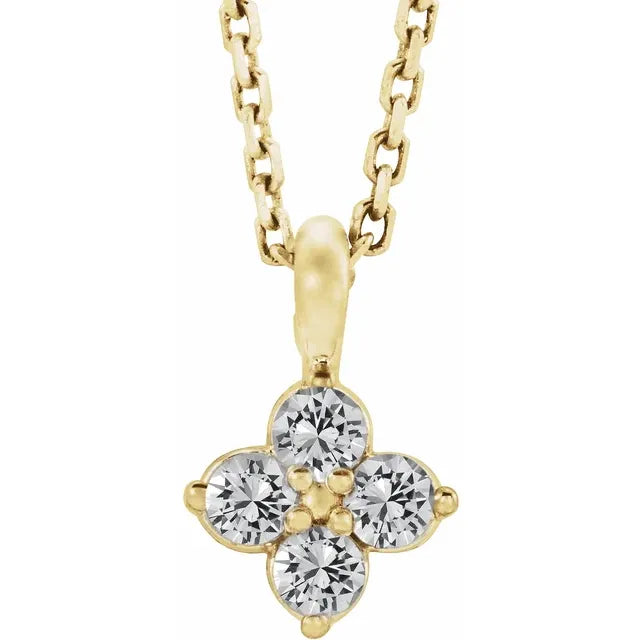 14K Yellow Gold Natural White Sapphire 16-18" Necklace