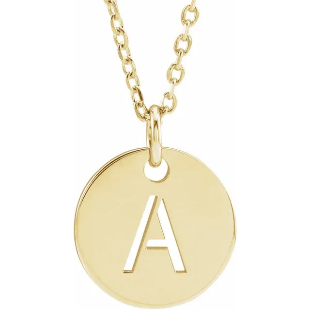 14K Yellow Gold Initial 16-18" Necklace