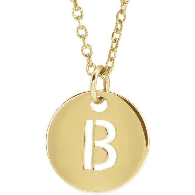 14K Yellow Gold Initial 16-18" Necklace