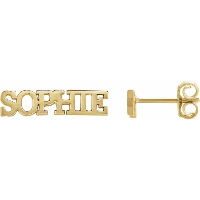 14kt Yellow Custom Nameplate Earrings