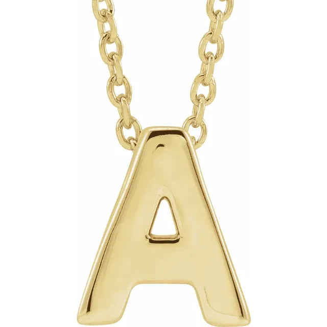 14K Yellow Gold Initial A 16-18" Necklace