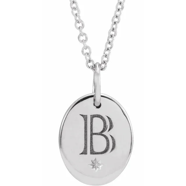 Sterling Silver Engravable 16-18" Necklace (Oval, Round or Pear Shape)