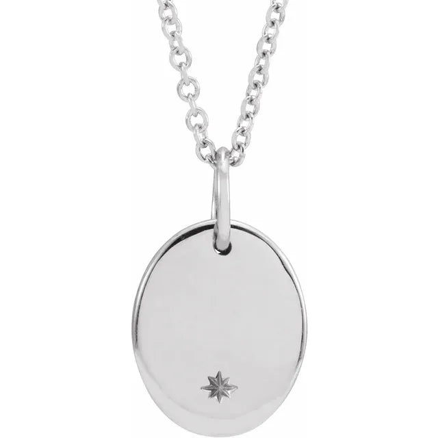 Sterling Silver Engravable 16-18" Necklace (Oval, Round or Pear Shape)