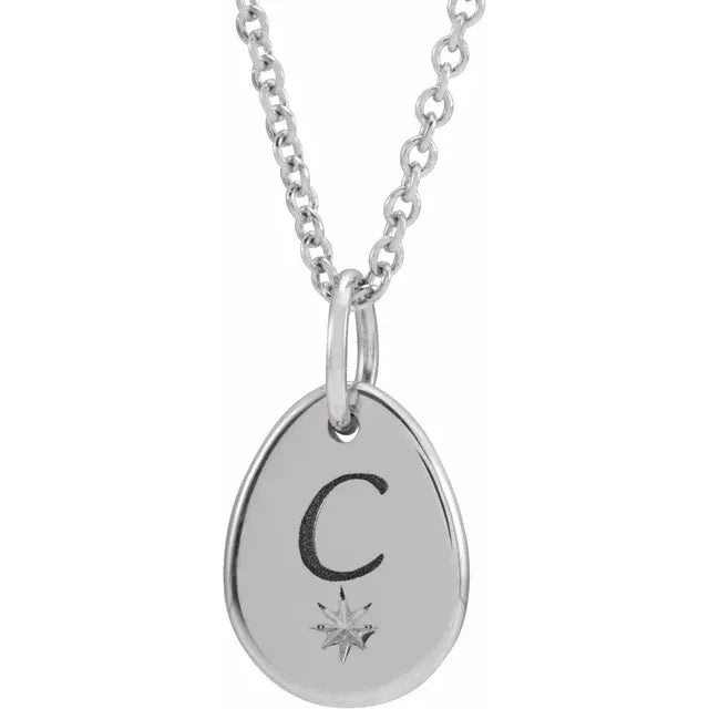 Sterling Silver Engravable 16-18" Necklace (Oval, Round or Pear Shape)