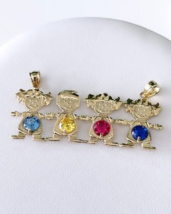 14kt Gold Custom Birthstone Kid Pendant