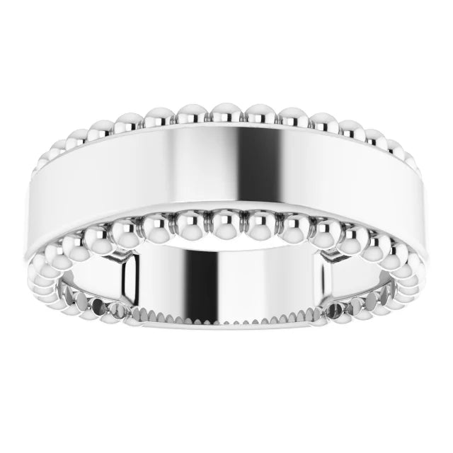 Sterling Silver Engravable Beaded Ring