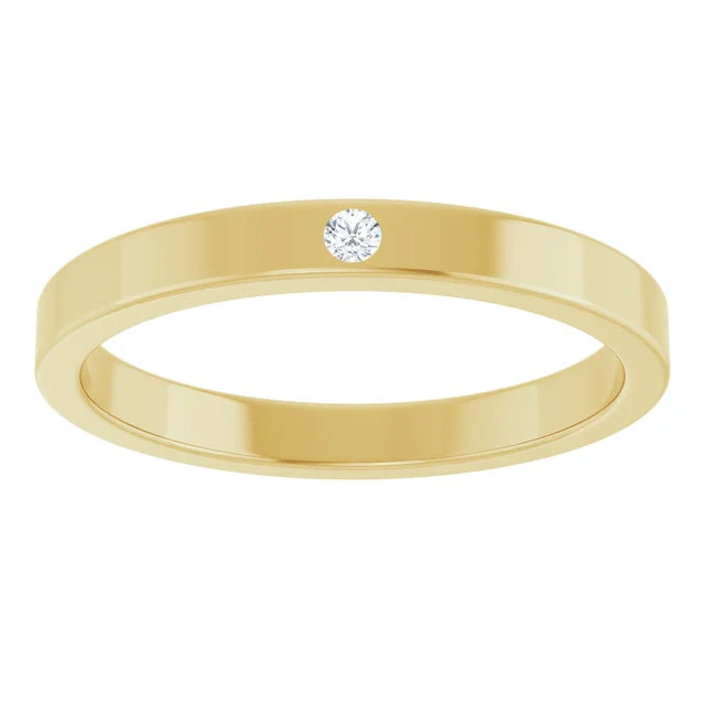 14K Yellow Gold .02 CTW Natural Diamond Engravable Family Stackable Ring