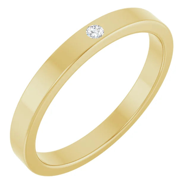 14K Yellow Gold .02 CTW Natural Diamond Engravable Family Stackable Ring