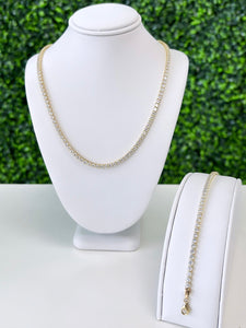 14kt Gold Tennis Chain & Bracelet Set