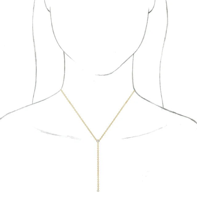 14K Yellow Gold 1/5 CTW Natural Diamond Bar 15-17" Y Necklace