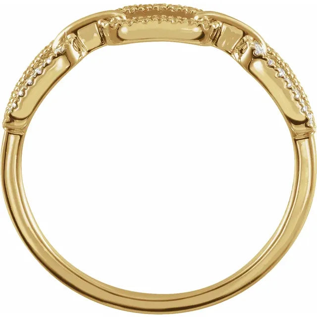 14K White Gold 1/6 CTW Natural Diamond Chain Link Ring