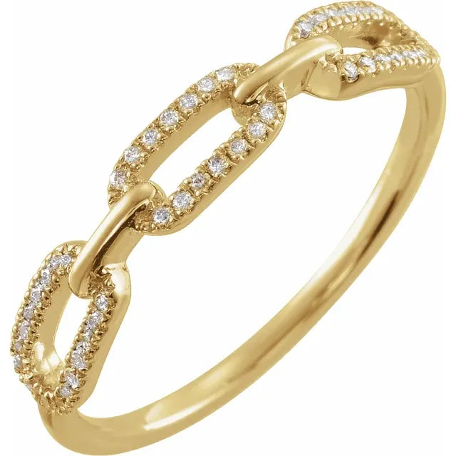 14K White Gold 1/6 CTW Natural Diamond Chain Link Ring