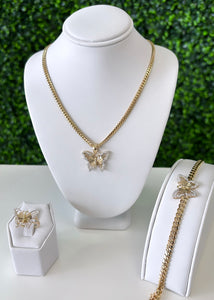 14kt Miami Cuban Butterfly Ladies Full Set