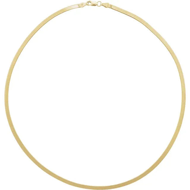 14K Yellow Gold 2.8 mm Flexible Herringbone 16" inch Chain