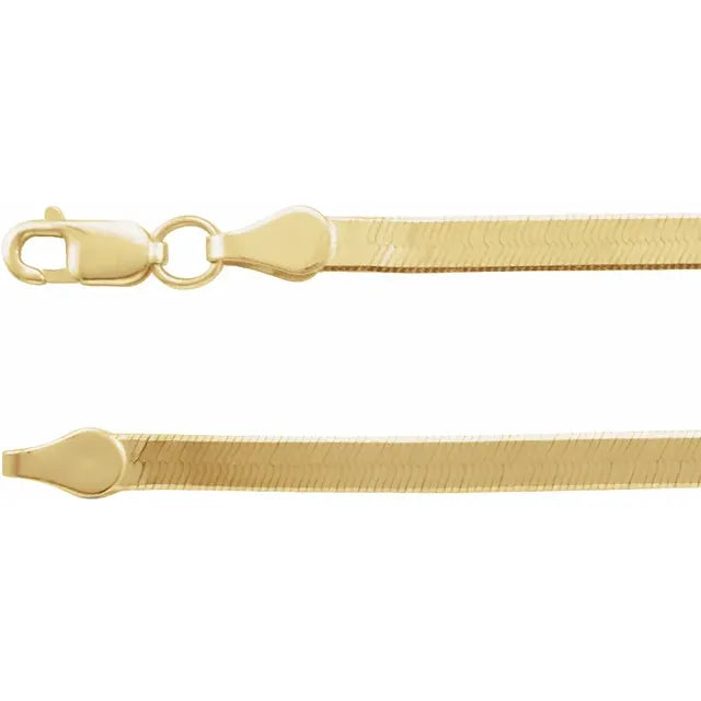 14K Yellow Gold 2.8 mm Flexible Herringbone 16" inch Chain