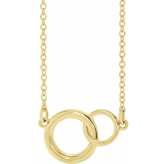 14K Yellow Gold Interlocking Circle 16-18" Necklace