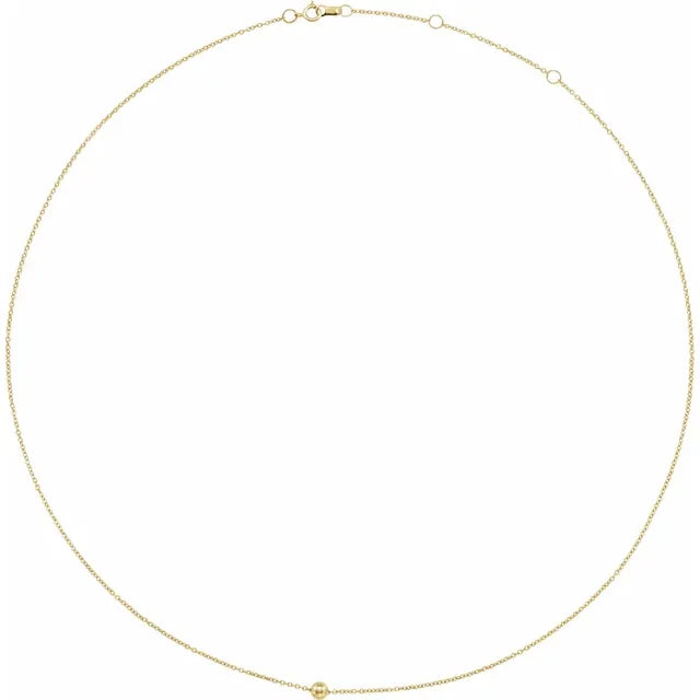 14K Yellow Gold 4 mm Ball 16-18" Necklace