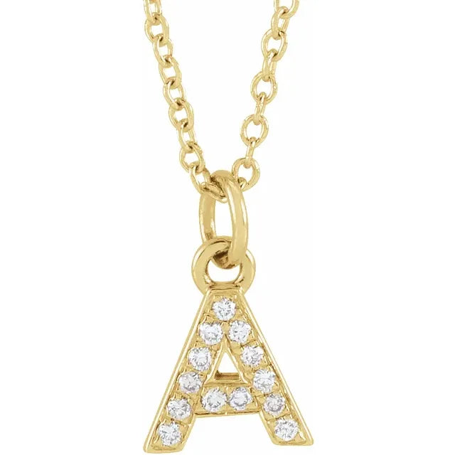 14K Yellow .05 CTW Natural Diamond Petite Initial Necklace