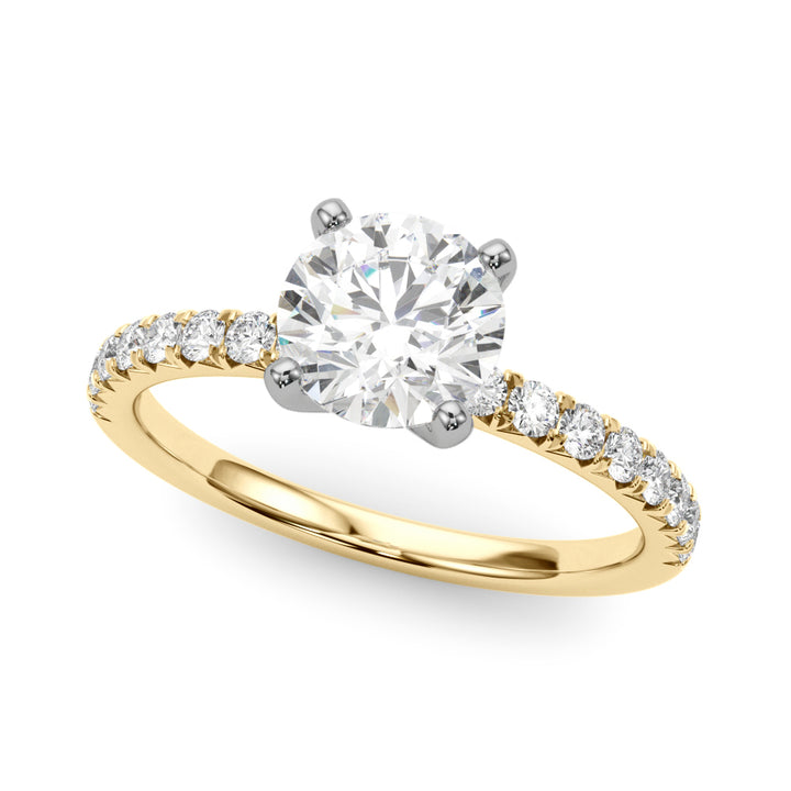 14KTY Accented Round Lab Grown Diamond Engagement Ring