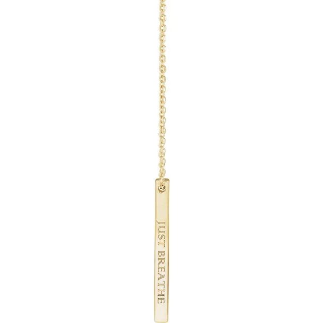 14K Yellow Gold Engravable Four-Sided Bar 16-18" Necklace