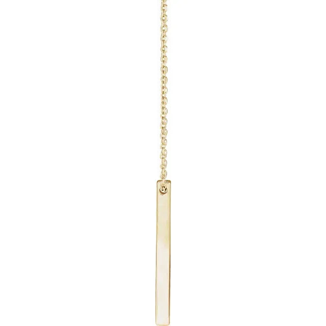 14K Yellow Gold Engravable Four-Sided Bar 16-18" Necklace