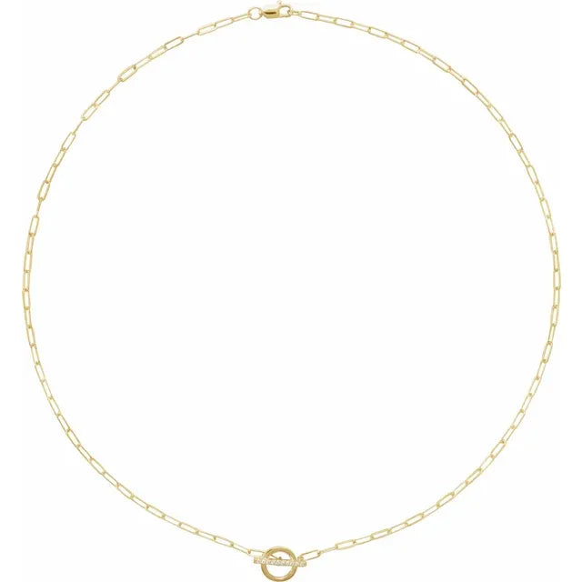 14K Yellow Gold .04 CTW Natural Diamond Toggle 16" Necklace