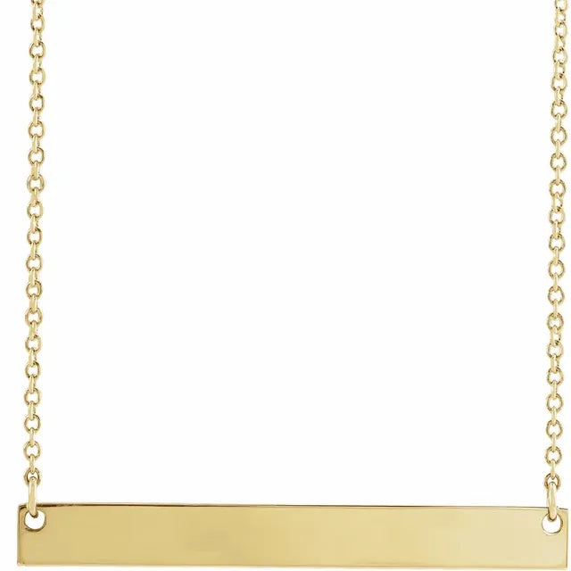 14K Yellow Gold Engravable Bar 18" Necklace