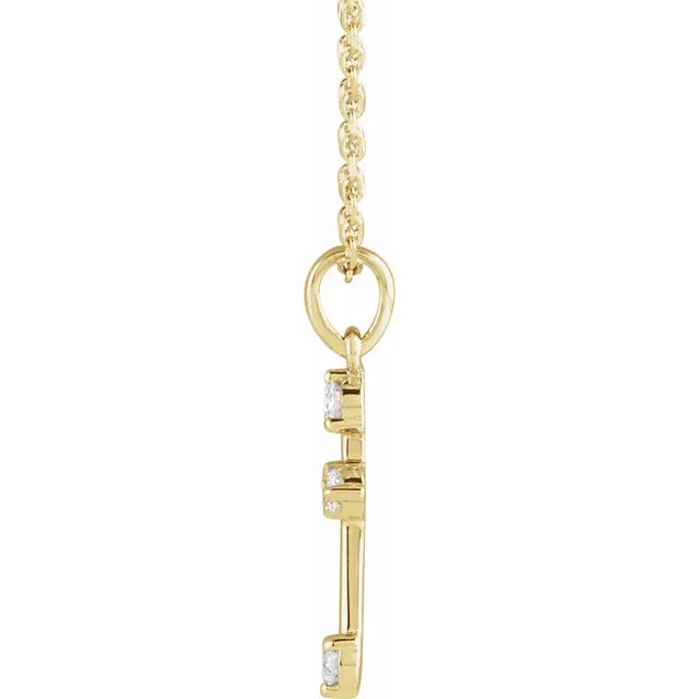 14K Yellow Gold 1/6 CTW Natural Diamond Cross 16-18" Necklace