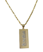 Load image into Gallery viewer, 14kt Custom Old English Name Pendant with 14kt Figaro Rope Chain
