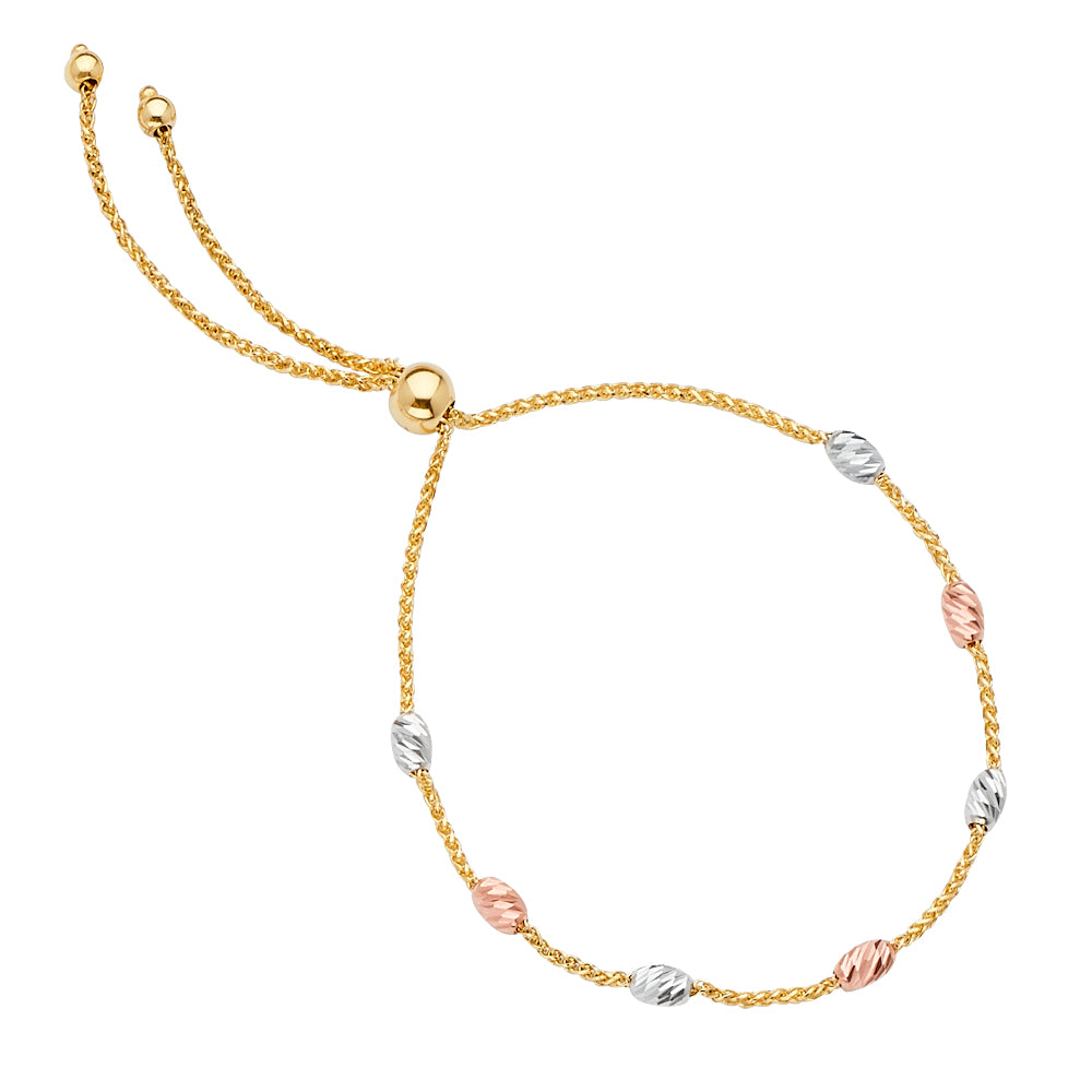 14K 3C Ball Friendship Bracelet Adjustable