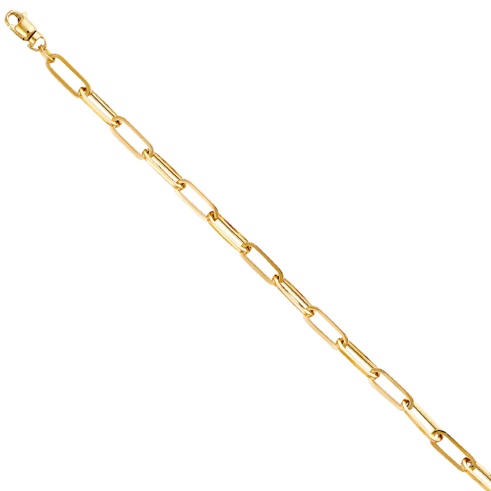 14KY 5.5mm Hollow Paperclip Bracelet - 7.5"