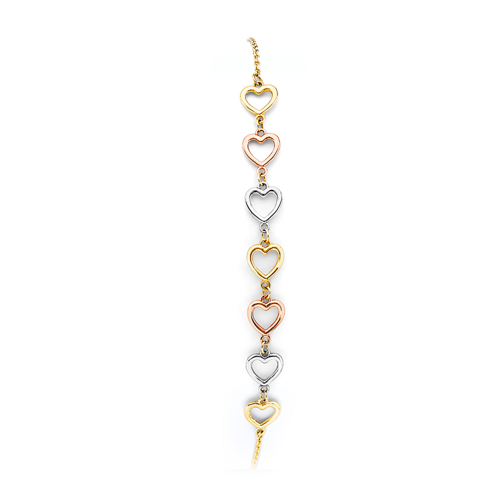 14K 3C Heart Friendship Bracelet Adjustable