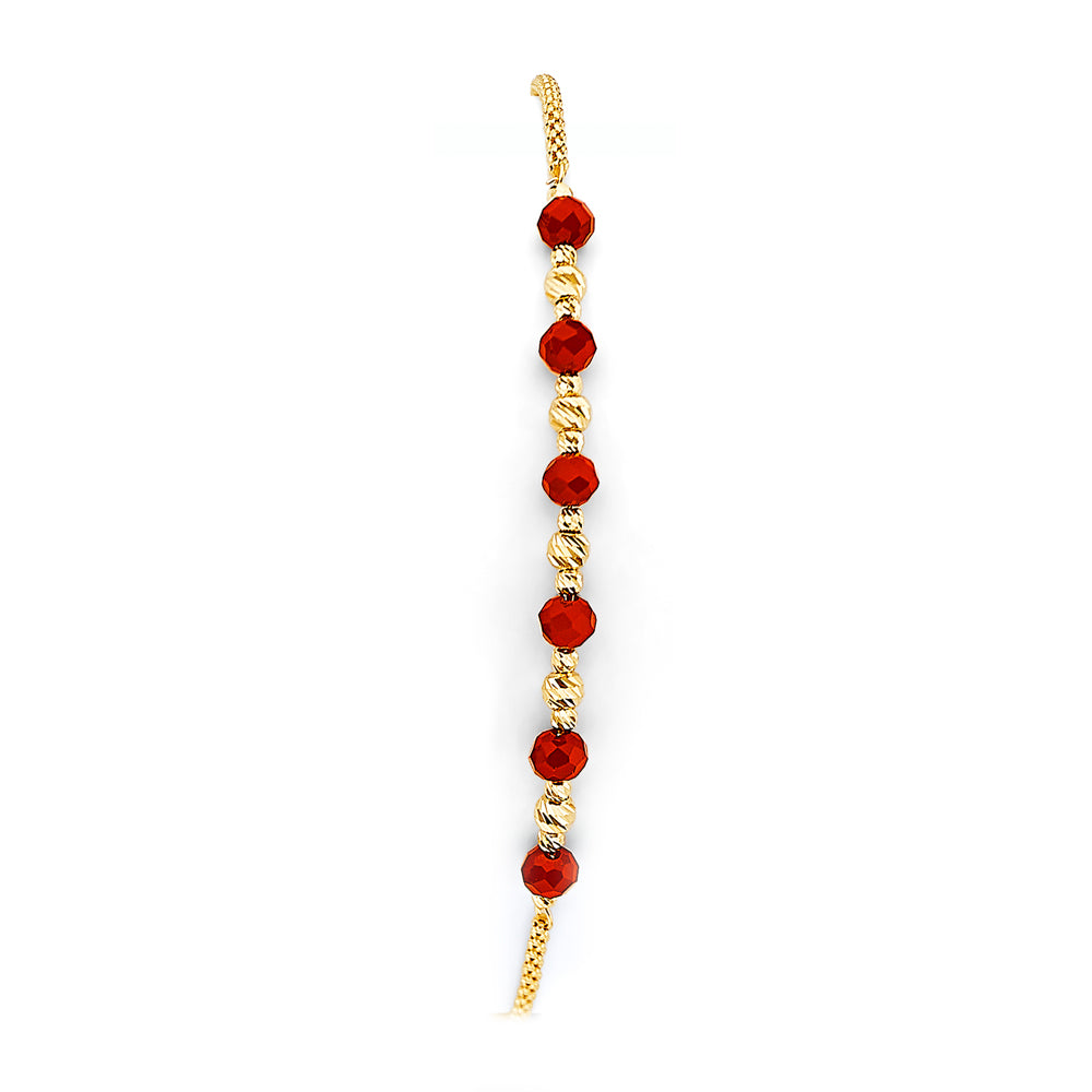 14KY Coral Bead Friendship Bracelet Adjustable