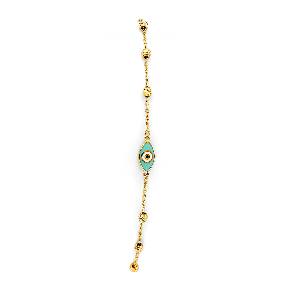 14KY Evil Eye Friendship Bracelet Adjustable