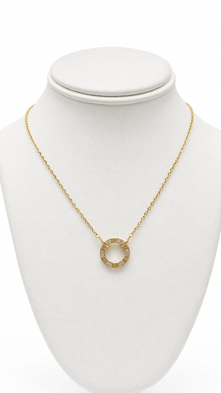 14KY CZ Circle Necklace