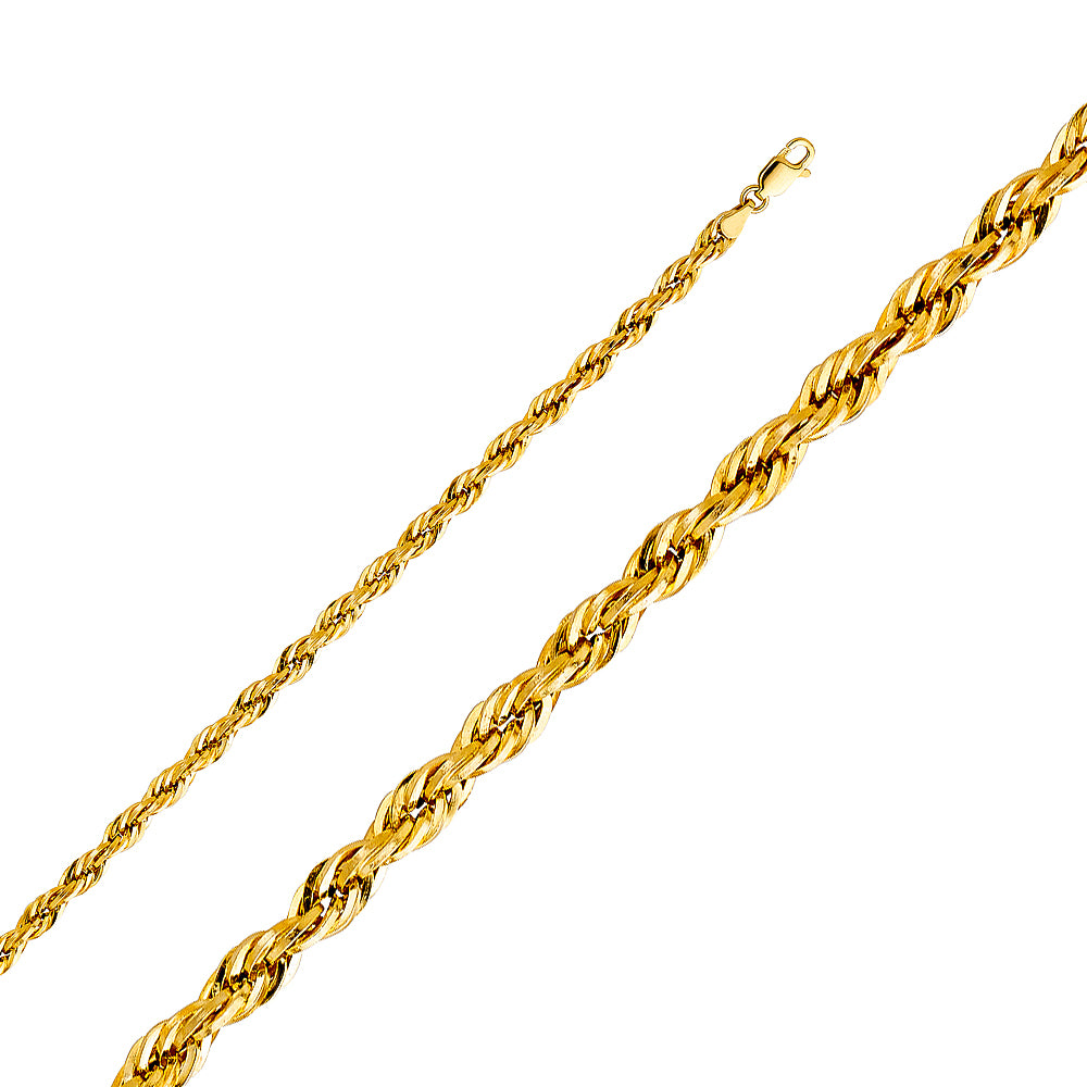 14KY 4mm Hollow DC Rope Chain (24")