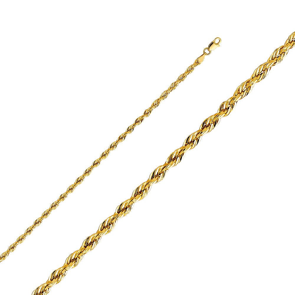 14KY 3mm Hollow DC Rope Chain (24")