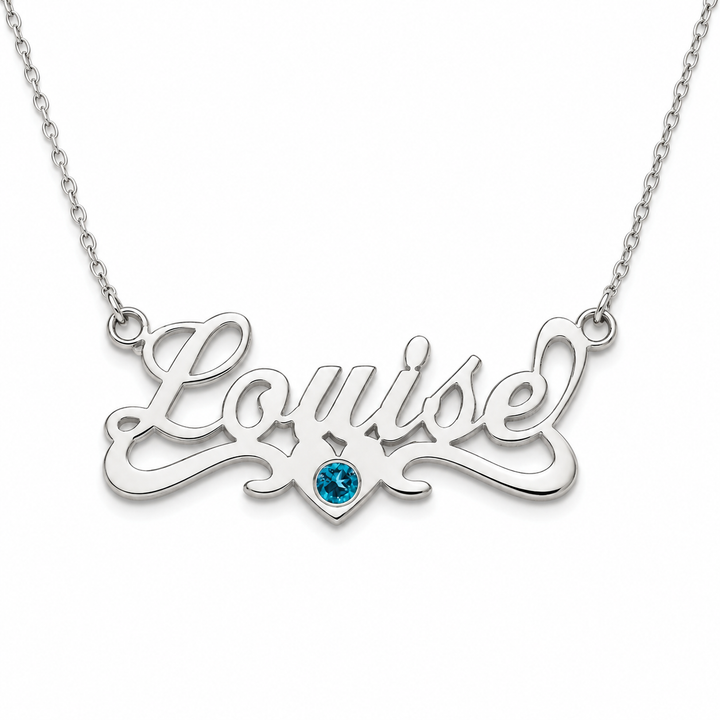 Sterling Silver Name Necklace with Birthstone