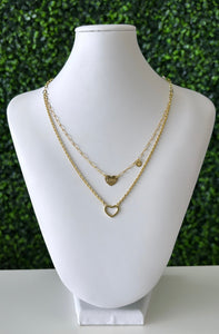 14kt Gold Double "Love" Heart Necklace