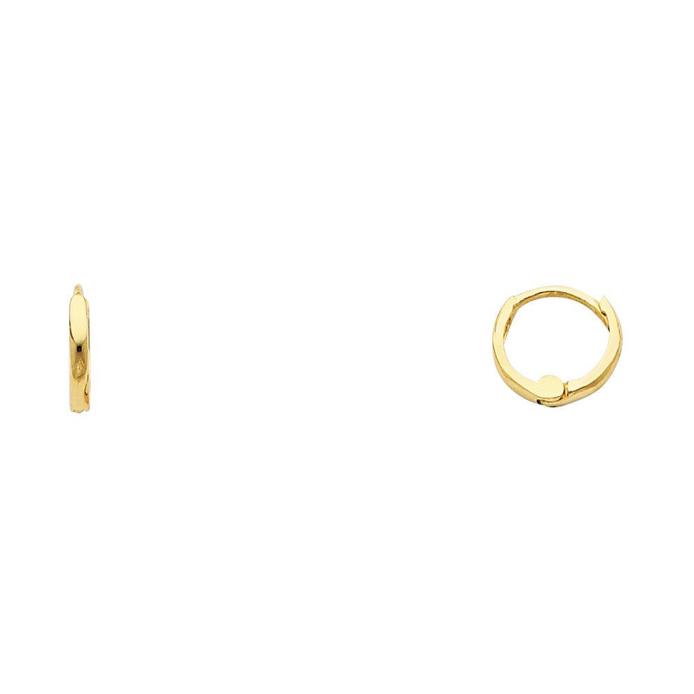 14KY Small Plain Huggies Earrings 8MM
