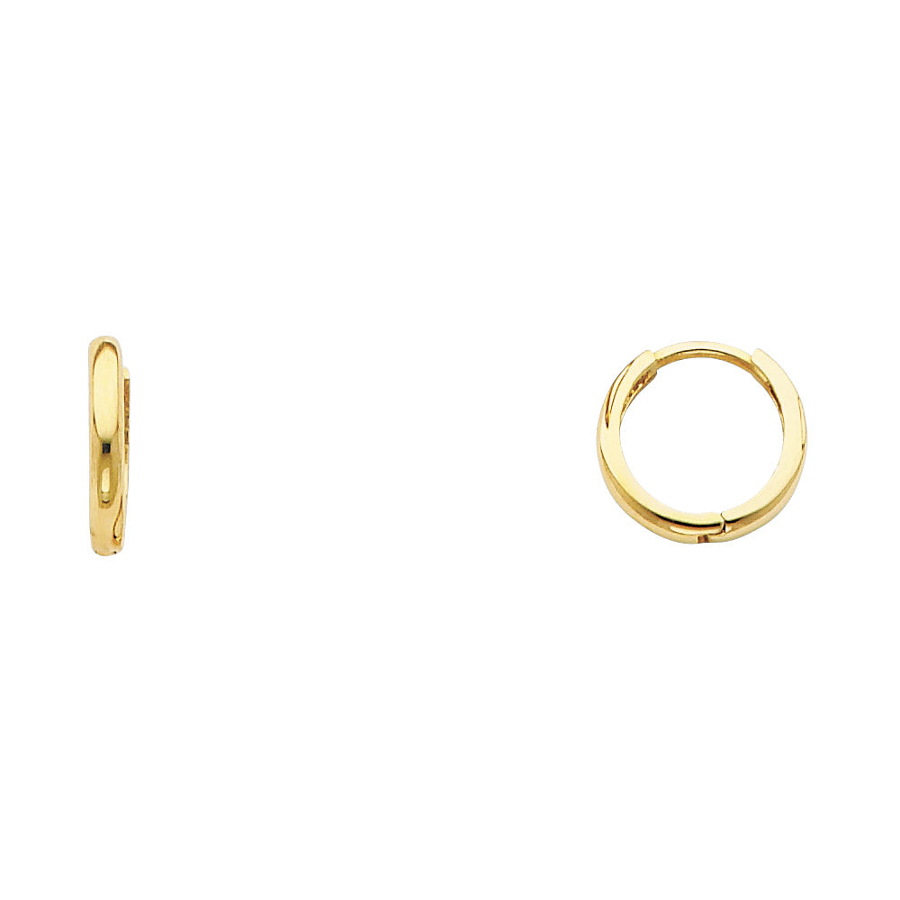14KY Small Plain Huggies Earrings 10MM