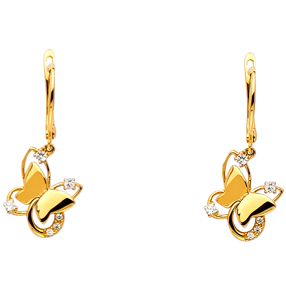 14KY Butterfly CZ Earrings