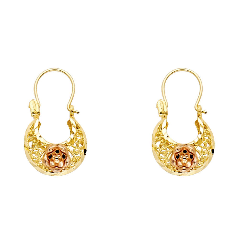 14K 2T Flower Basket Earrings