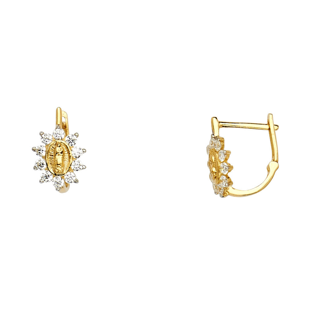 14K 2T CZ Guadalupe Huggies Earrings