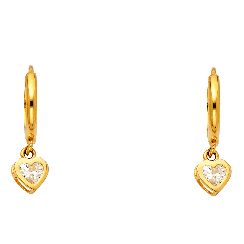 14KY CZ Dangle Huggies Earrings