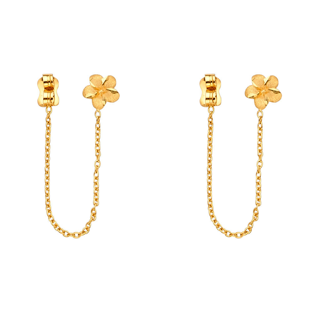 14KY Hanging Hibiscus Earrings