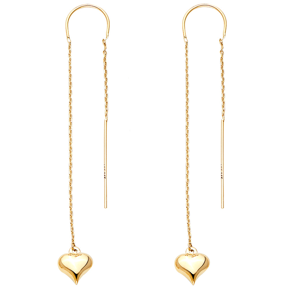 14KY Double Lines Heart Earrings