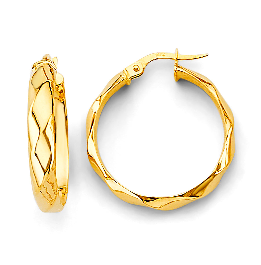 14KY Faceted Hoop Earrings