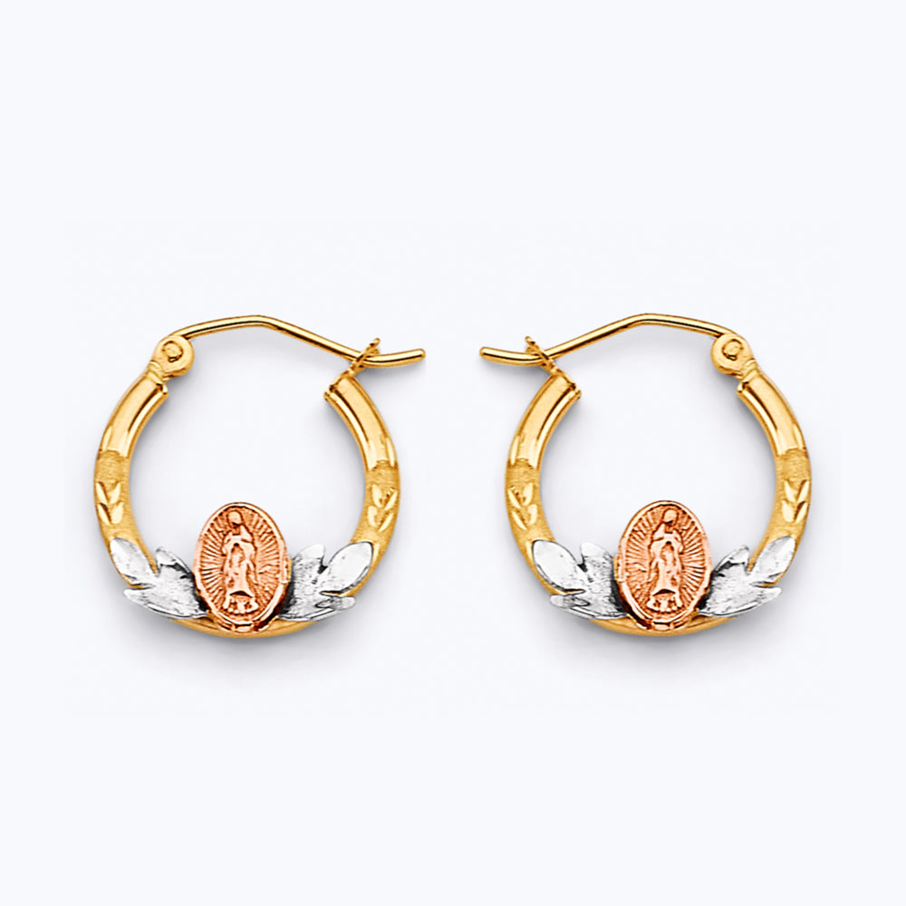 14K 3C Guadalupe Hoop Earrings