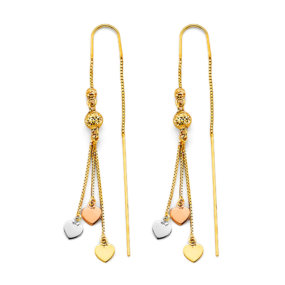 14K 3C Heart Double Line Earrings